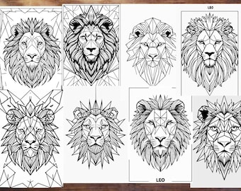Leo Zodiac Sign Coloring Pages – 8 Geometric Line Art Designs | Intricate Printable Leo Coloring Sheets | Instant Download