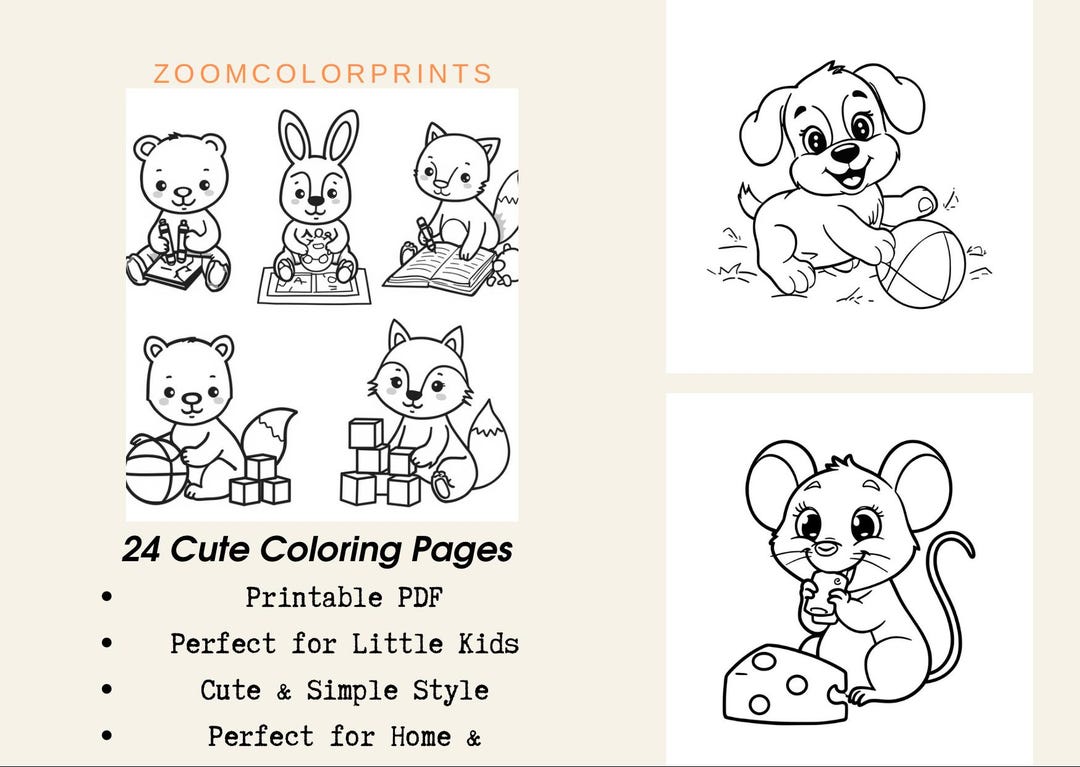 24 Cute Animal Coloring Pages for Kids | Preschool Printable Coloring ...