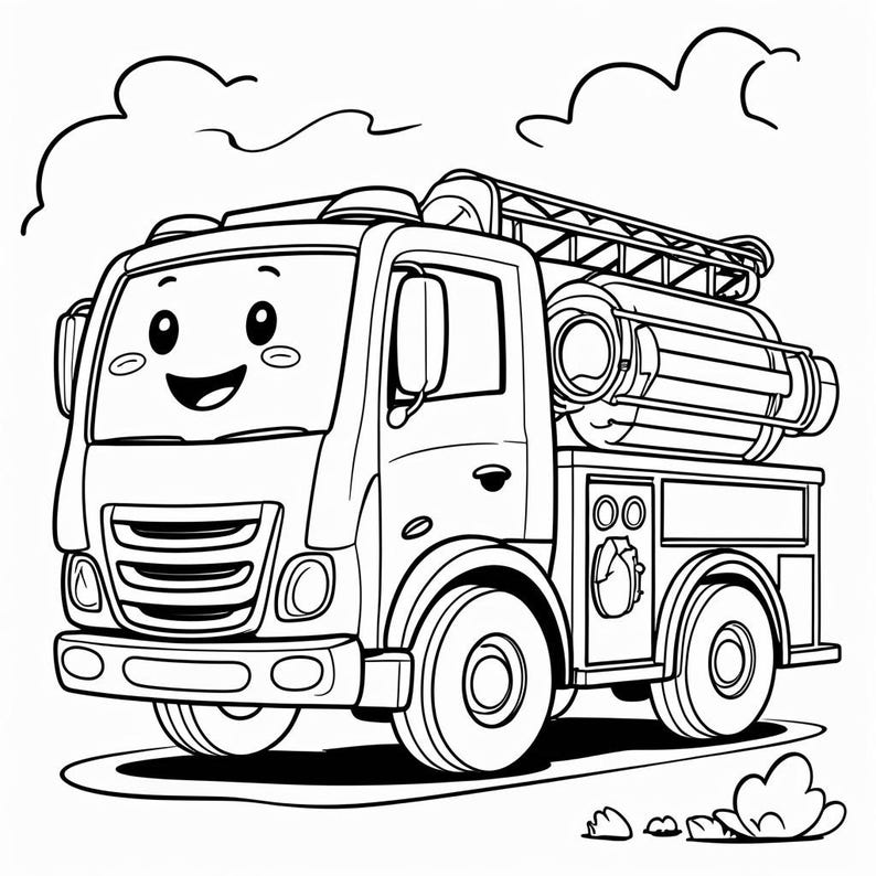 Fire Truck Coloring Page for Kids – Printable PDF – Emergency Vehicle ...