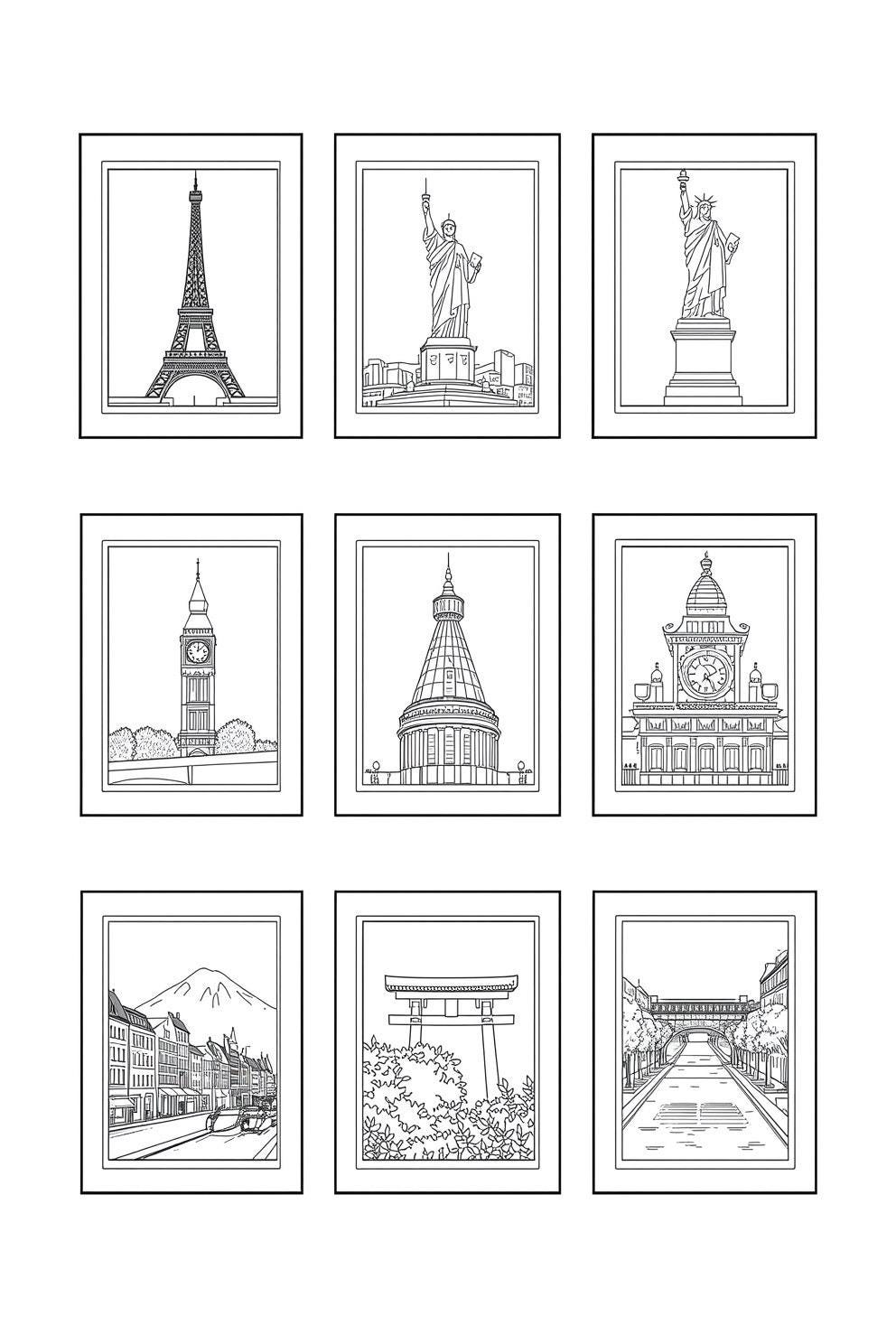 36 World Landmarks Coloring Pages | Printable Travel & Architecture Art ...
