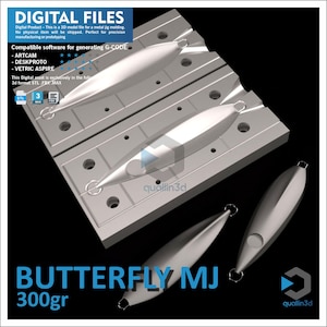 Butterfly 300GR Metal Jig Mold 3D Model l stl fbx max | CNC