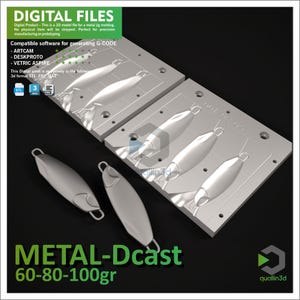 METALdragCAST 60-80-100 GR Metal Jig Mold 3D model  l stl fbx max | CNC