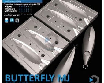 Vlinder 200-250 gr metalen mal | 3D-model stl fbx max | CNC: