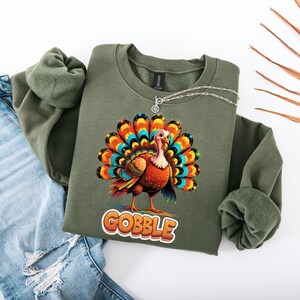 Colorful Turkey Graphic Sweatshirt: Thanksgiving Fall Tee