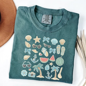 Comfort Colors® Sea Shells 90s Vintage Style T-shirt, Retro Ocean Shell Shirt, Sea Lovers Shirt, Summer Ocean Shirts, Cute Sea Animal Tee