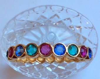 Swarovski Swan Crystal Bracelet - Sapphire, Fuchsia, Emerald Jewel Colors