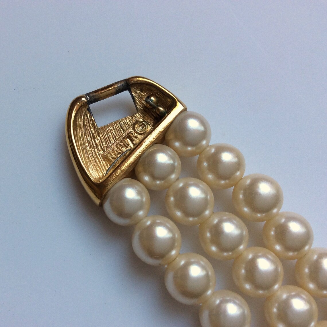 Napier Faux Pearl 3 Strand Necklace 1986 Pearl Collection Etsy