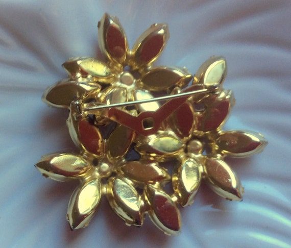 Red Rhinestone Flower Brooch - image 2