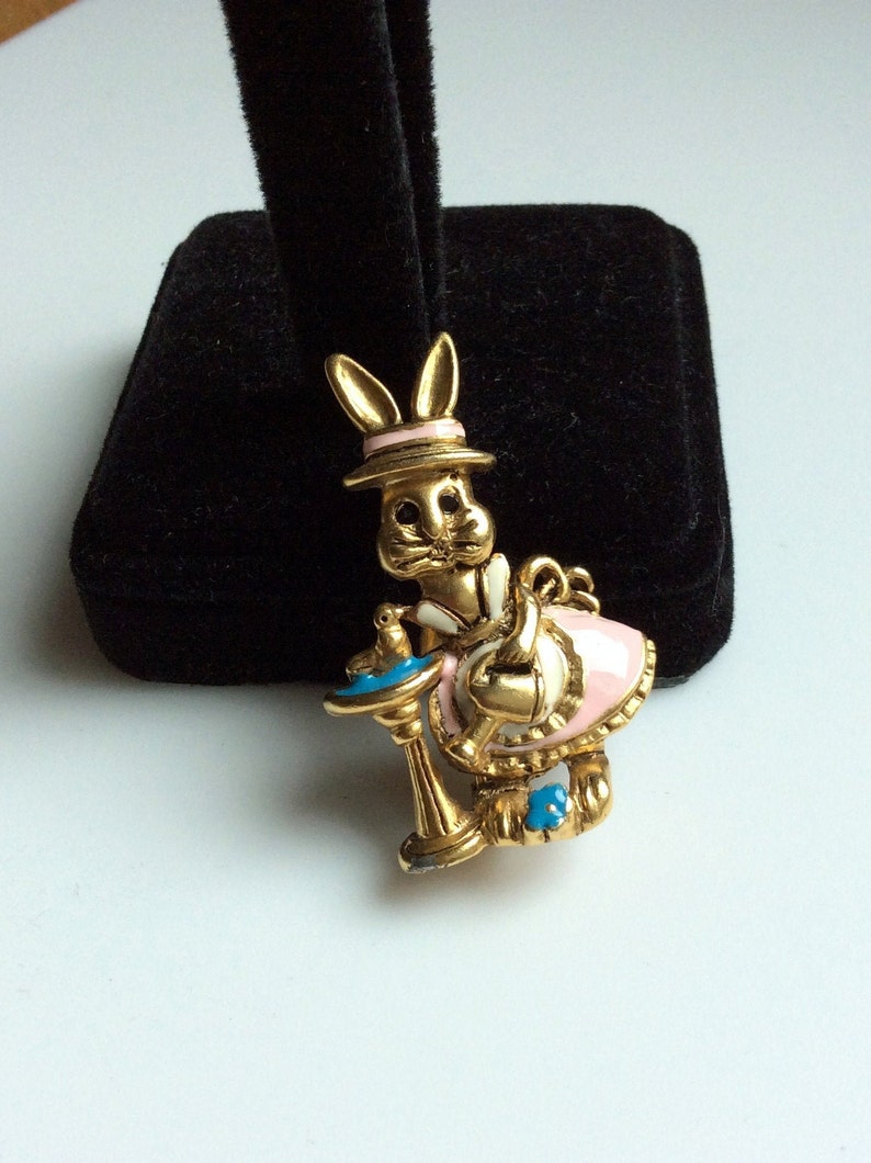 Mrs Easter Garden Spring Rabbit Enamel Brooch Spring Sale Danecraft