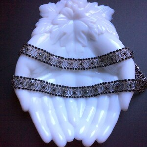 Sexy Carolee Black Rhinestone Filigree Choker and Bracelet Set - Little Black Dress