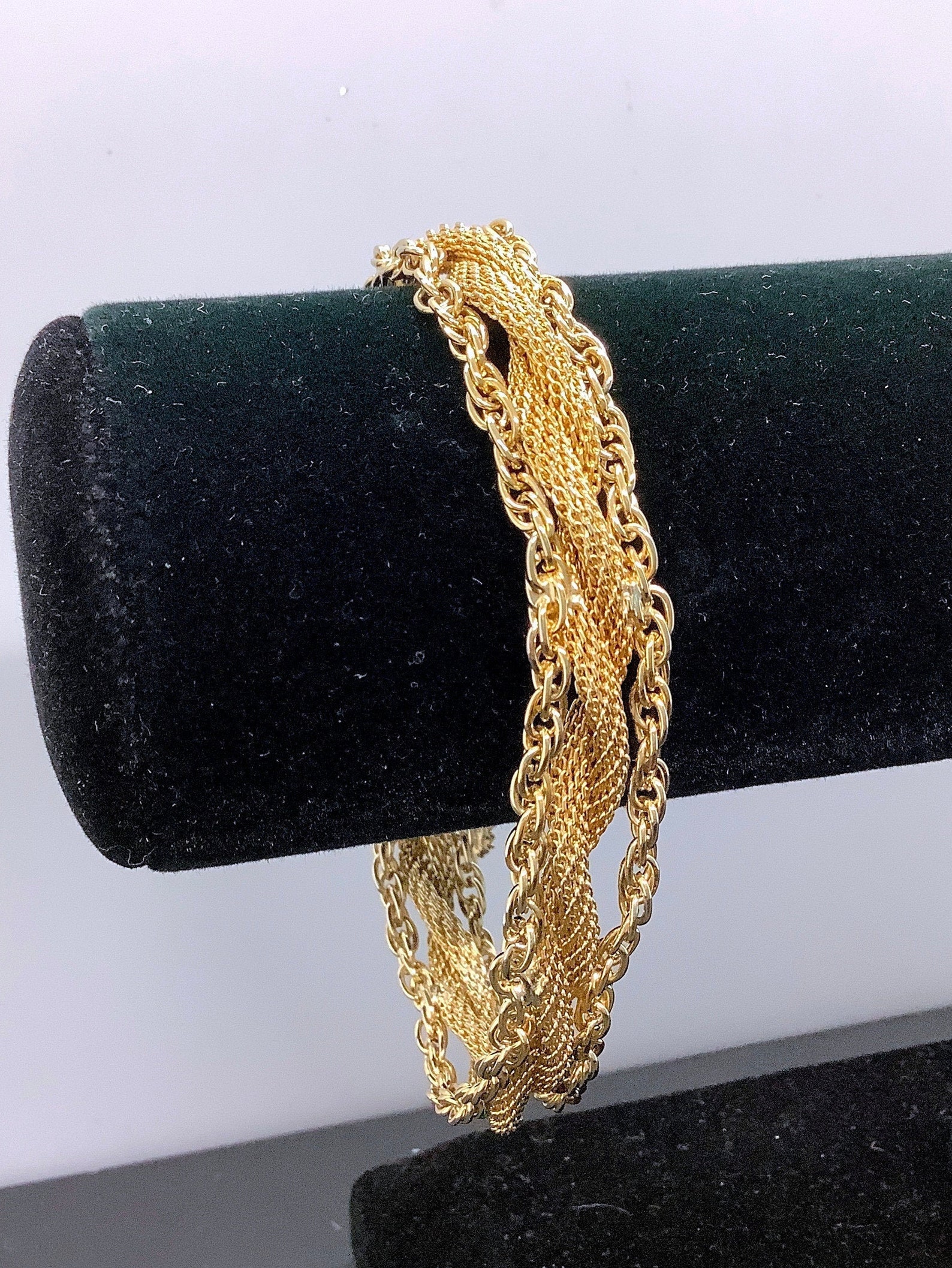 Goldette N.Y. Gold Chain Bracelet 3 Strands, Safety Chain Etsy