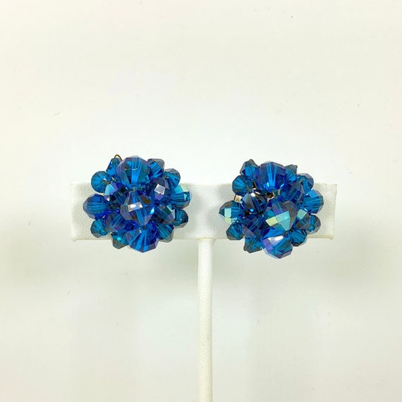 Pretty Sapphire Blue Crystal Beaded Earrings - Som