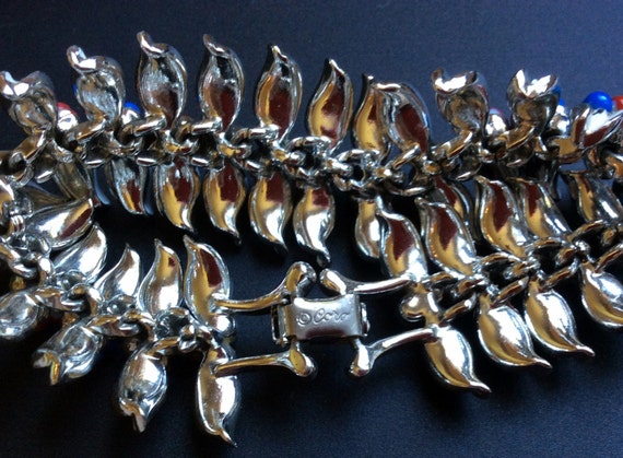 Coro White Enamel Bracelet with Red and Blue Beads - image 4