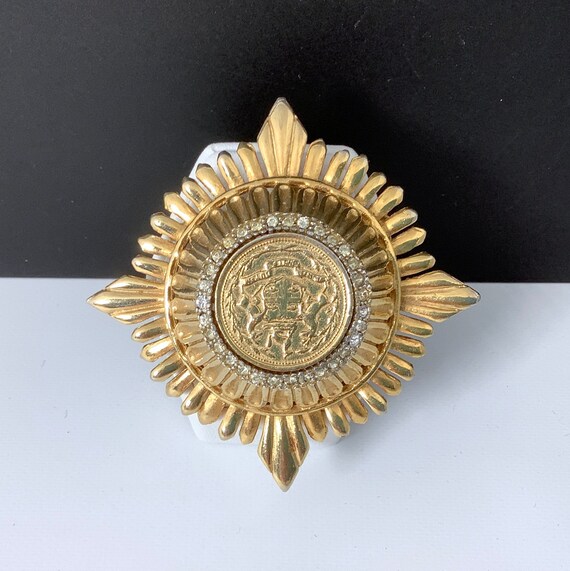 DeNicola Gold Domed Brooch/Pendant with Faux Coin… - image 4