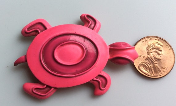 JJ Hot Pink Enamel Turtle Brooch - image 1