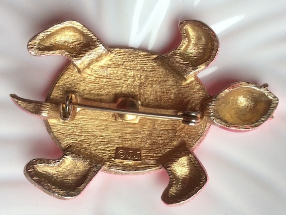 JJ Hot Pink Enamel Turtle Brooch - image 4