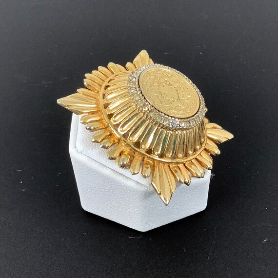 DeNicola Gold Domed Brooch/Pendant with Faux Coin… - image 2