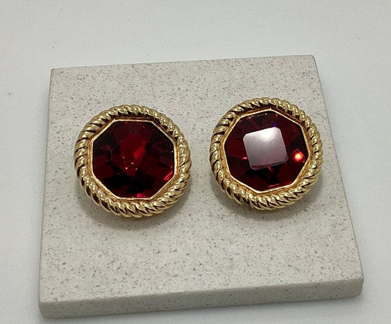 Swarovski Gold Crystal Earrings - U-pick - Red Oc… - image 2