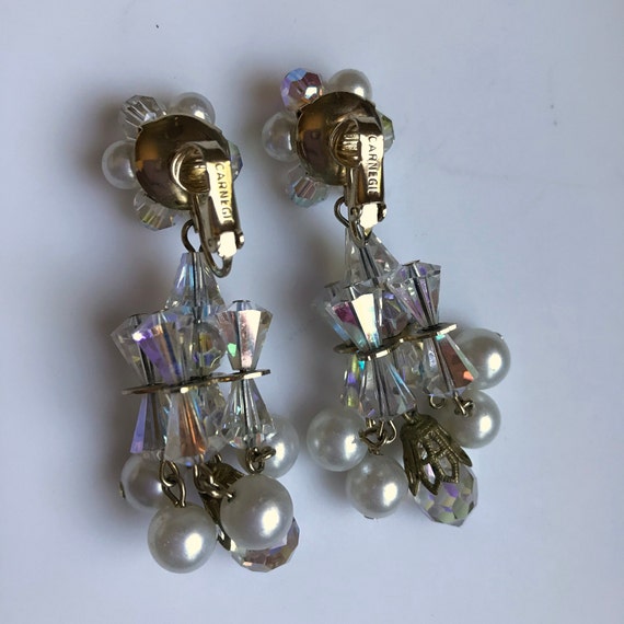 Carnegie Chandelier Earrings with Crystals and Pe… - image 5