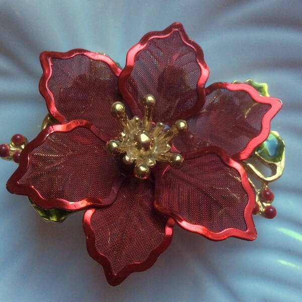 Hold for CP - Christmas Red KC Poinsettia Brooch