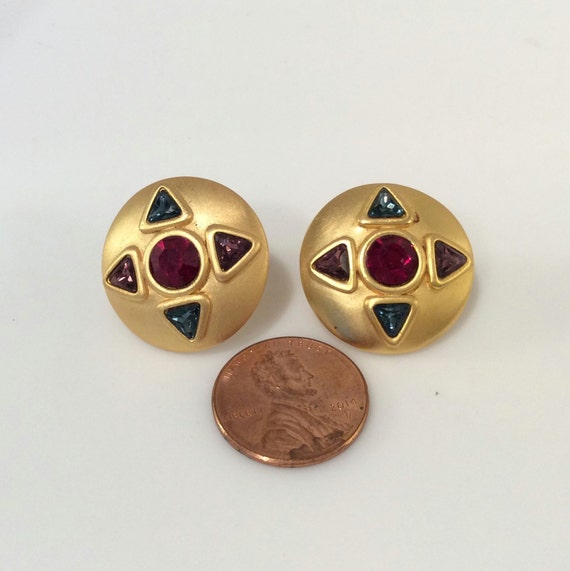 Napier Galleria Gold Pierced Rhinestone Earrings -