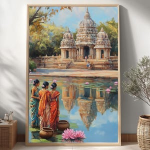Tamil Nadu Temple Painting, Indian Wall Art, Hindu Temple Art, Spiritual Wall Art, Indian Cultural Gift, South Indian Village Nostalgic Art