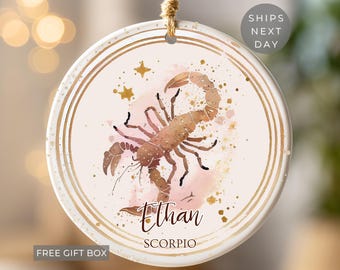 Scorpio Ornament Personalized Zodiac Christmas Ornament Custom Zodiac Sign Gift Scorpio Gift November Birthday Gift October Birthday Gift