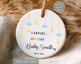 Pregnancy Announcement Ornament, Personalized Pregnancy Reveal Ornament Expecting New Baby Christmas Ornament Baby Due Ornament Baby Loading