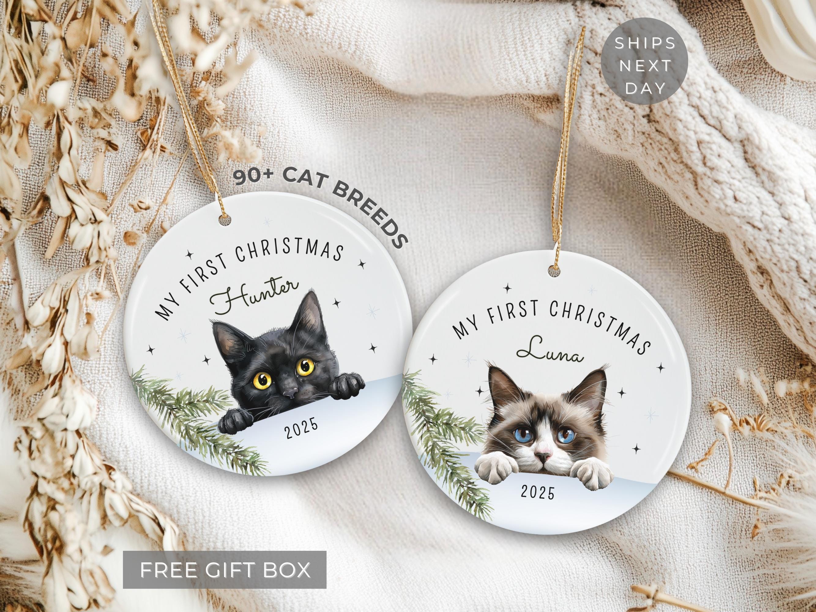 Personalized Cat Ornament, Cat's First Christmas Ornament Custom Cat ...