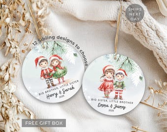 Sibling Christmas Ornament, Personalized Big Brother Little Sister Ornament Big Sister Little Brother Ornament Custom Siblings Gift