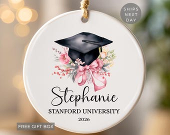 Graduate Ornament, Personalized Graduation Christmas Ornament Custom College Graduation Ornament Graduation Coquette Graduation Keepsake
