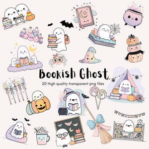 Ghost Book Read, Book-Reading Ghosts, Spookie Halloween, Ghostly Bookish, Halloween Aesthetics, Ghostly Cliparts, Ghost Reads Books PNG