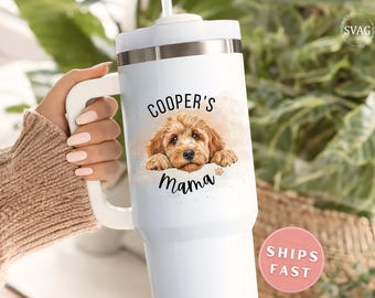 Personalized Dog Mom Tumbler, Dog Mom Cup Custom Dog Breed Gift Custom Dog Mom Tumbler Pet Mom 40oz Tumbler Dog Lover Gift Fur Mom Tumbler