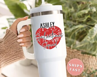 Galentines Tumbler, Personalized Girl Valentines 40oz Tumbler Galentines Girl Squad Tumbler with Handle Best Friend Valentines Gift BFF Gift