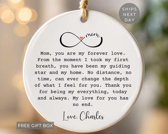 Mom Ornament, Personalized Mom Christmas Ornament Custom Mom Ornament Mothers Day Ornaments Mom Ornament From Son Daughter Infinity Loop