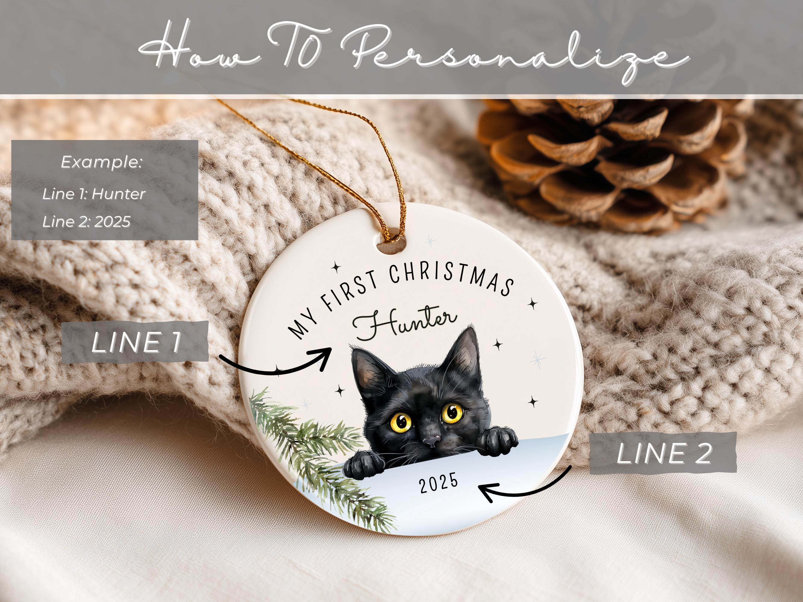 Personalized Cat Ornament, Cat's First Christmas Ornament Custom Cat ...