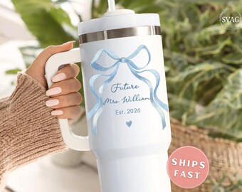 Custom Future Mrs Tumbler, Personalized Future Mrs 40oz Tumbler Engagement Tumbler Bride To Be Gift Future Mrs Cup Bride Travel Cup