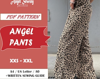 Pants Angel Sewing Pattern: Wide Leg Palazzo Pants (XXS-XXL) (PDF)