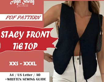 Front Stacy Tie Top Sewing Pattern: Beginner Friendly (PDF Pattern)