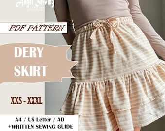 DERY SKIRT / Mini skirt sewing pattern / Pleated skirt pattern / Skirt pattern / Sewing pattern / pdf sewing pattern / Sewing tutorial / pdf