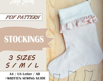 STOCKINGS / Easy Christmas Stocking PDF Pattern / Beginner Sewing Project /  Multiple Sizes /  Holiday Decor / Fabric Friendly / A4 / AO