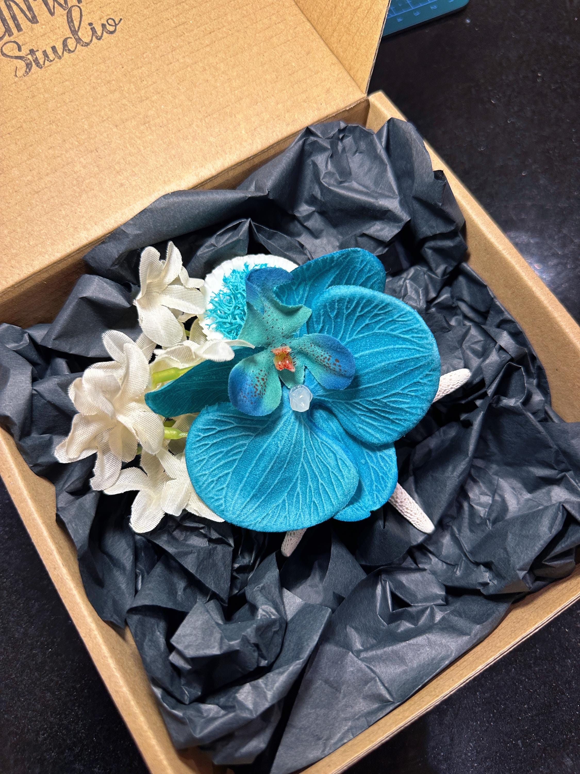 Handmade Blue Orchid Seashell Hair Clip Handmade Blue Orchid Seashell Hair Clip