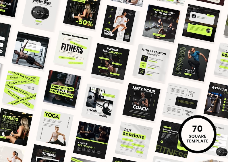 Fitness Coach Canva Templates | Instagram IG Social Media Workout Gym ...
