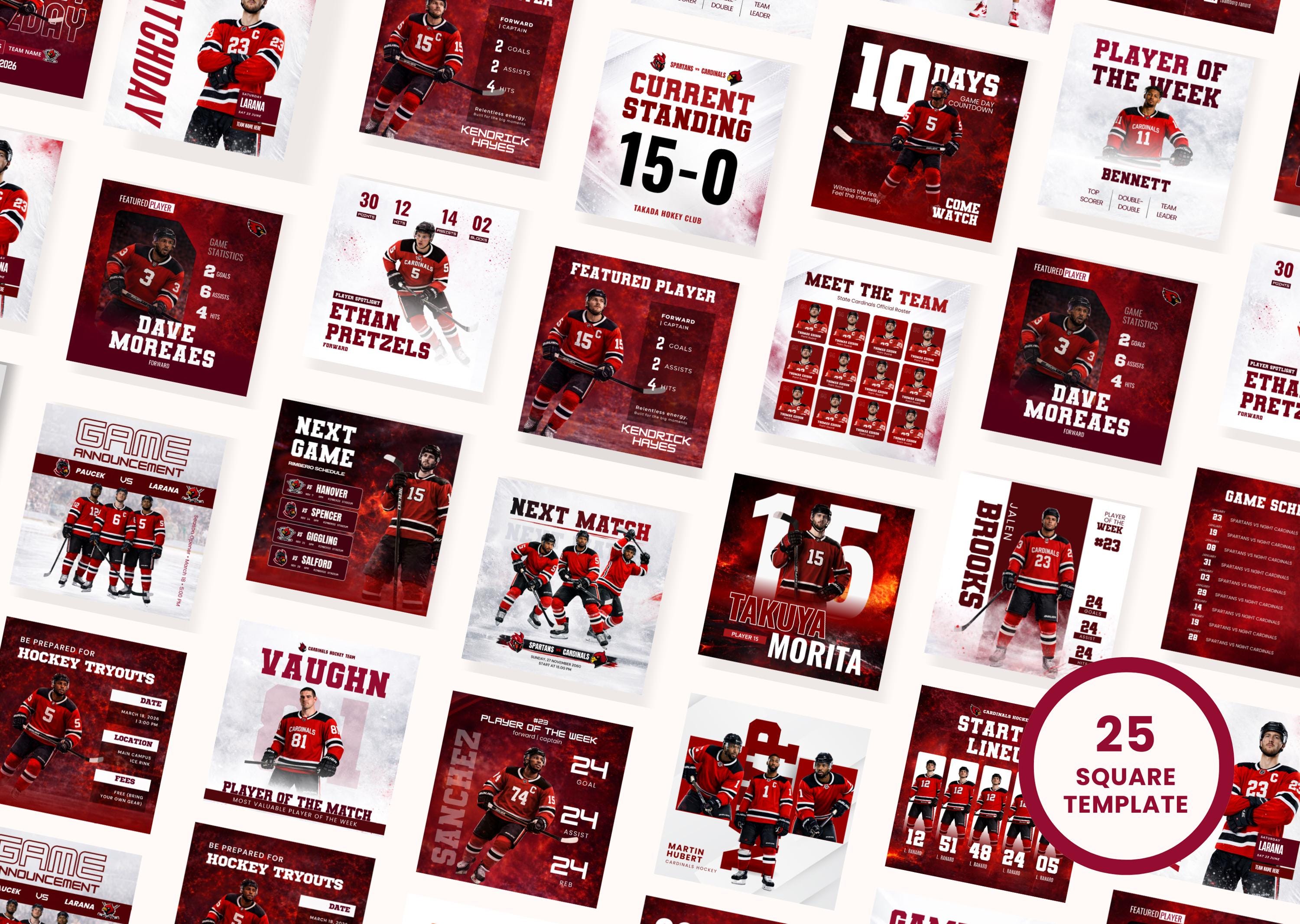 Hockey Social Media Templates | Sports Graphics Bundle | Game Day ...