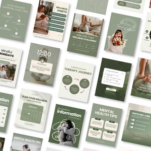 Therapist Instagram Templates for Psychologist Mental Health Coach | Counseling Self Care Instagram Social Media Best Selling Canva Template