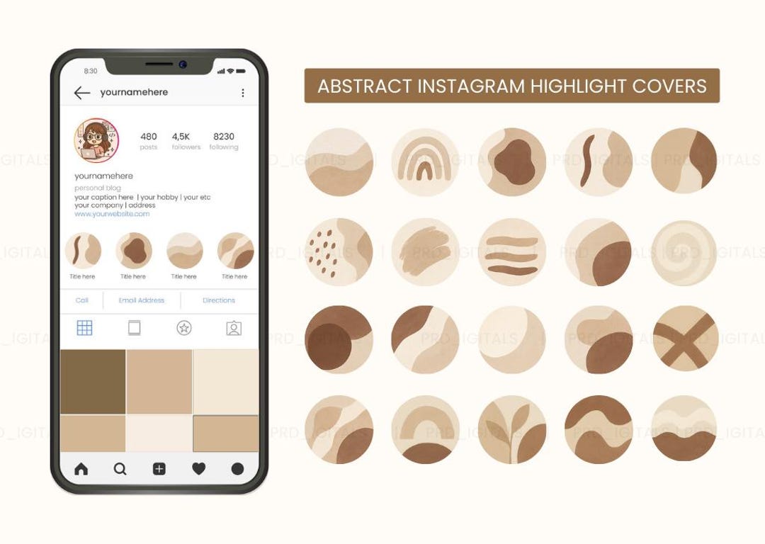 40 Abstract Neutral Instagram Highlight Covers | Minimalist Canva ...