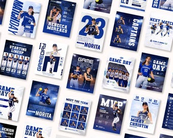 Softball Social Media Templates | Editable Sports Canva Instagram Template | Game Day Player Stats Team Roster Graphics | Best Selling