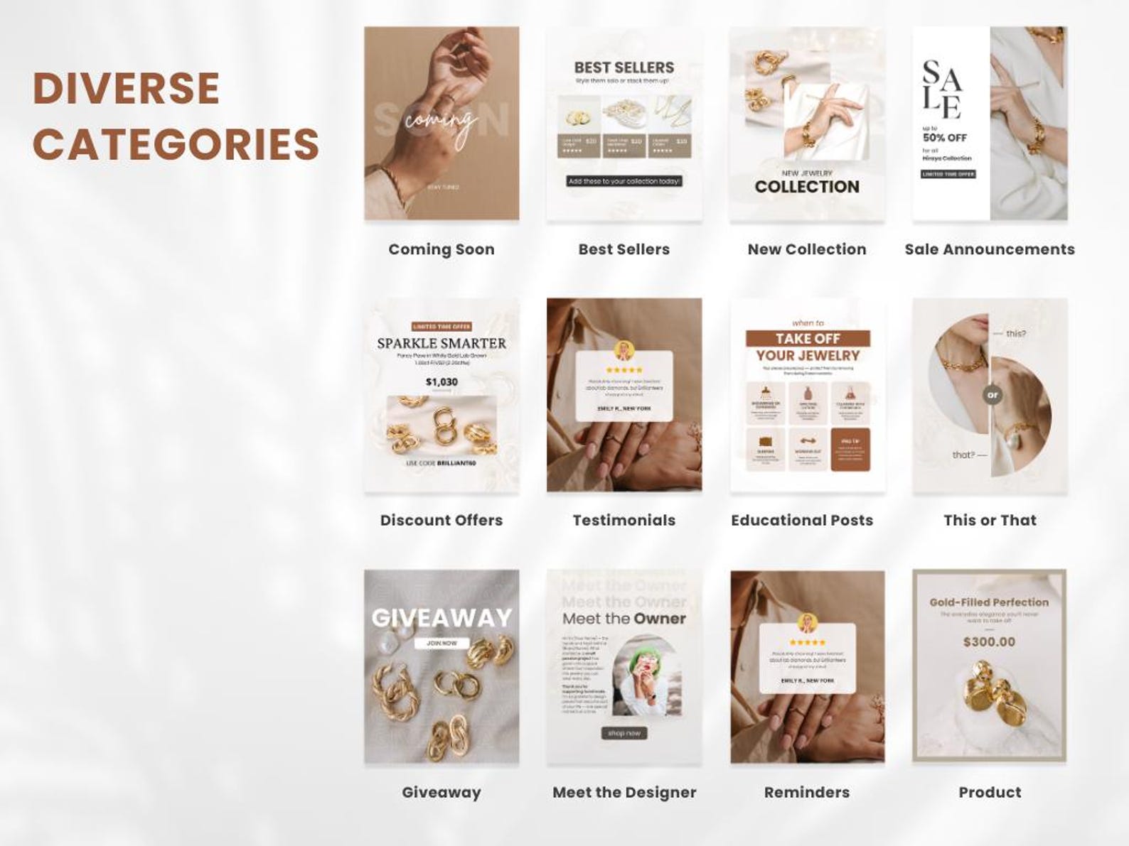 Jewelry Social Media Templates | Instagram Post | Editable Best Selling ...