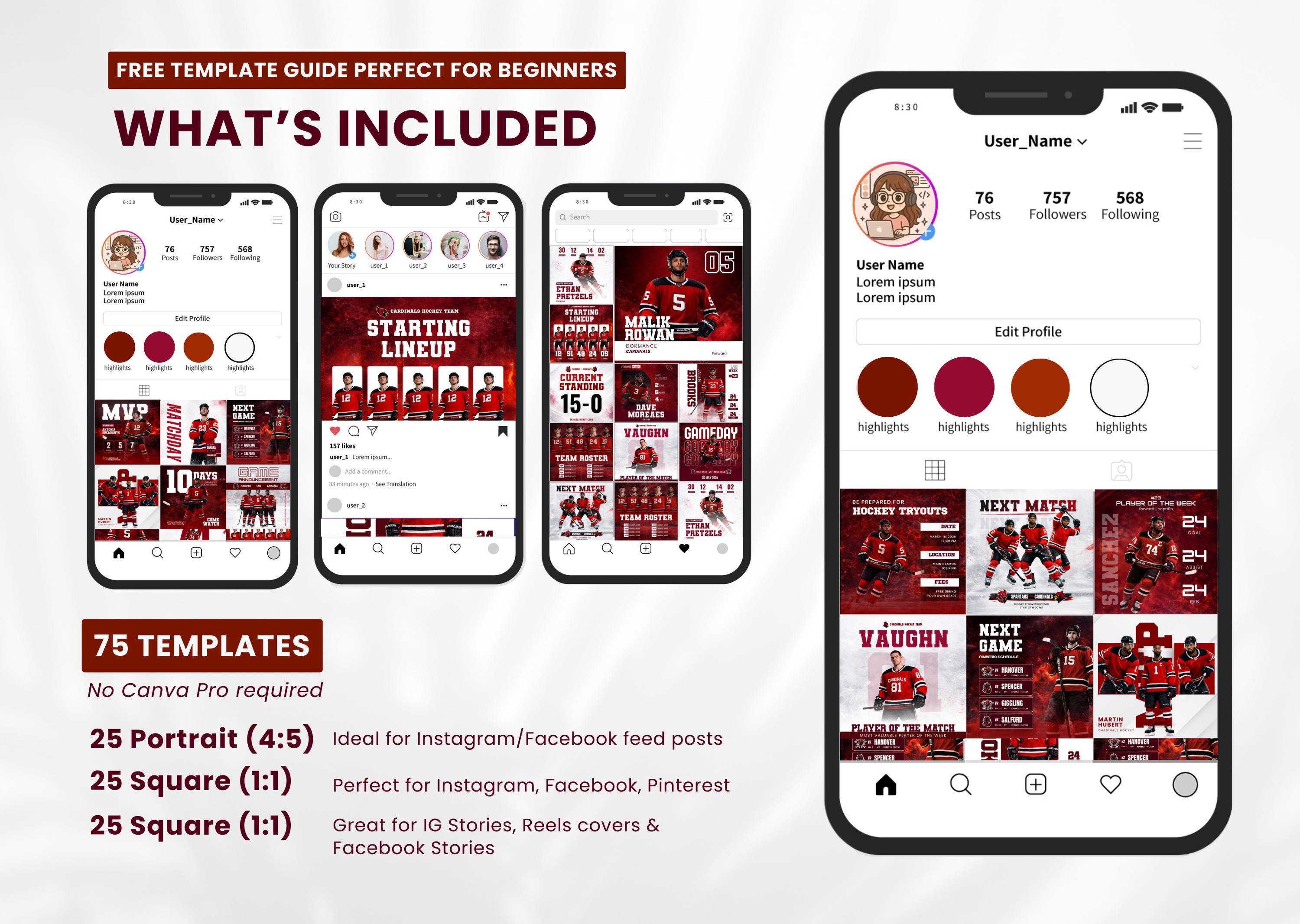 Hockey Social Media Templates | Sports Graphics Bundle | Game Day ...