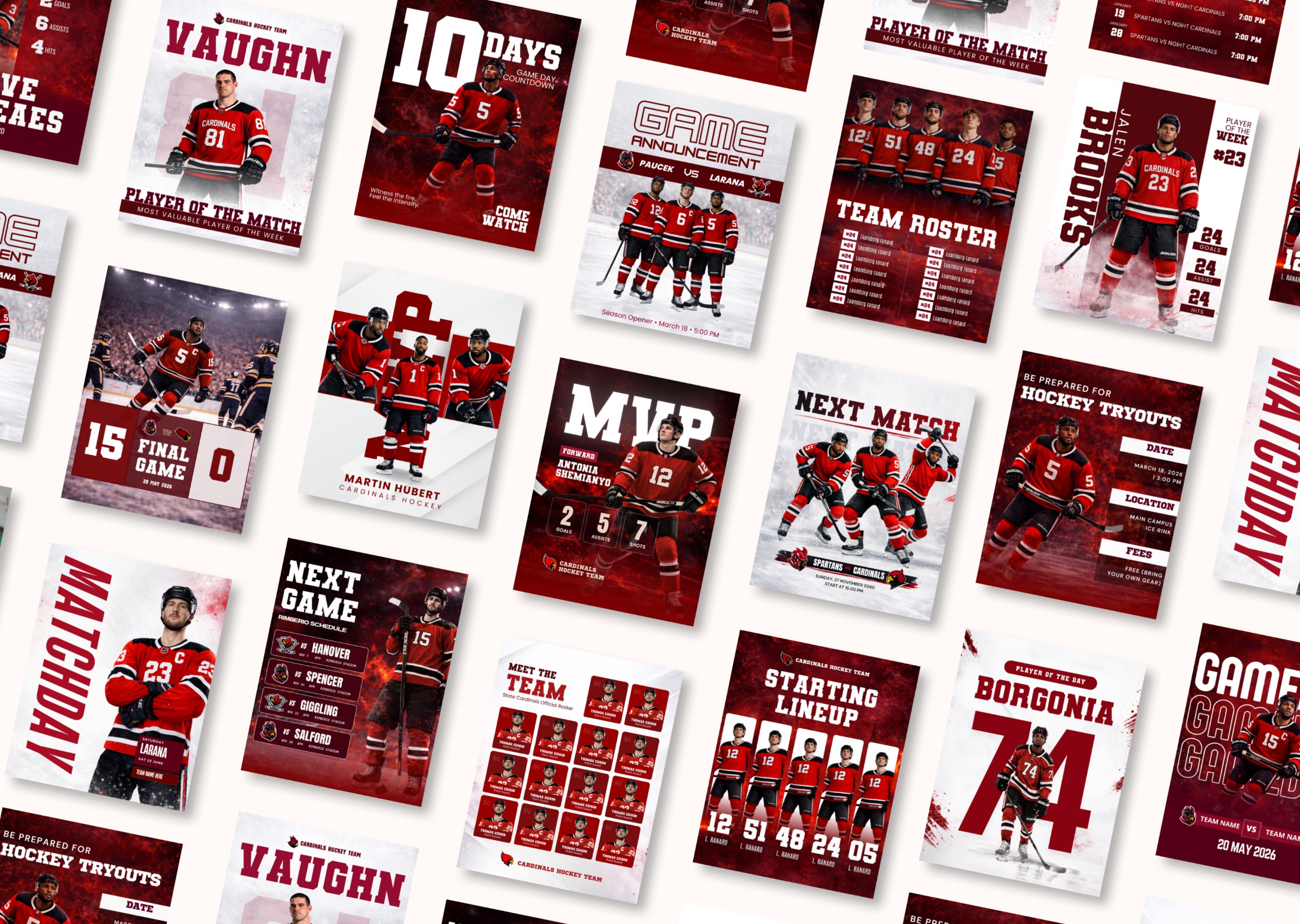 Hockey Social Media Templates | Sports Graphics Bundle | Game Day ...
